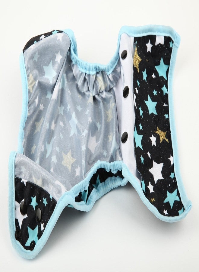 Hibaby One Size Cloth Diaper Cover Snap With Double Gusset (Blue Star) - Image 3